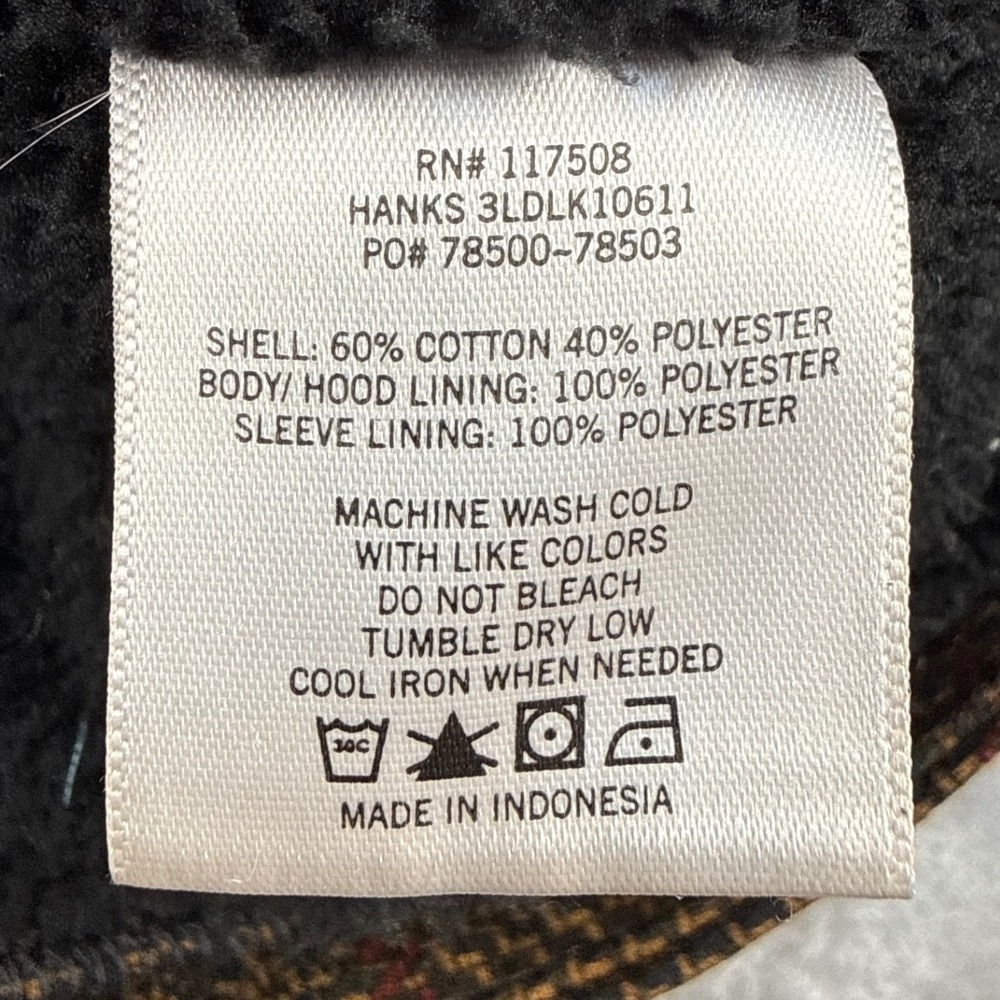 Levi's Jacket Mens Large Hooded Sherpa Lined Brown Plaid Full Zip EUC - Picture 7 of 8